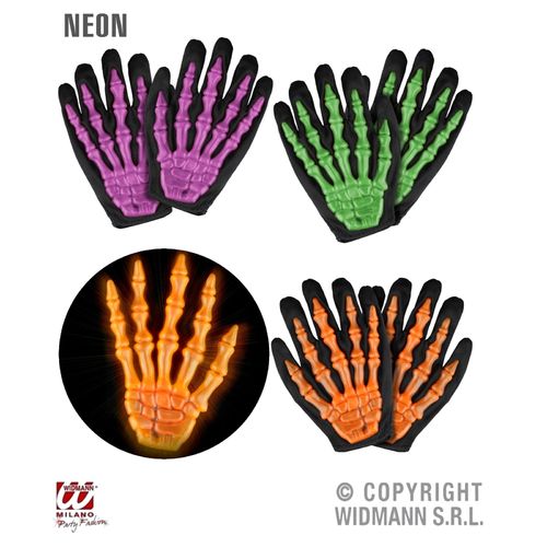 Skelett Handschuhe farbig 3D für Kinder Widmann®